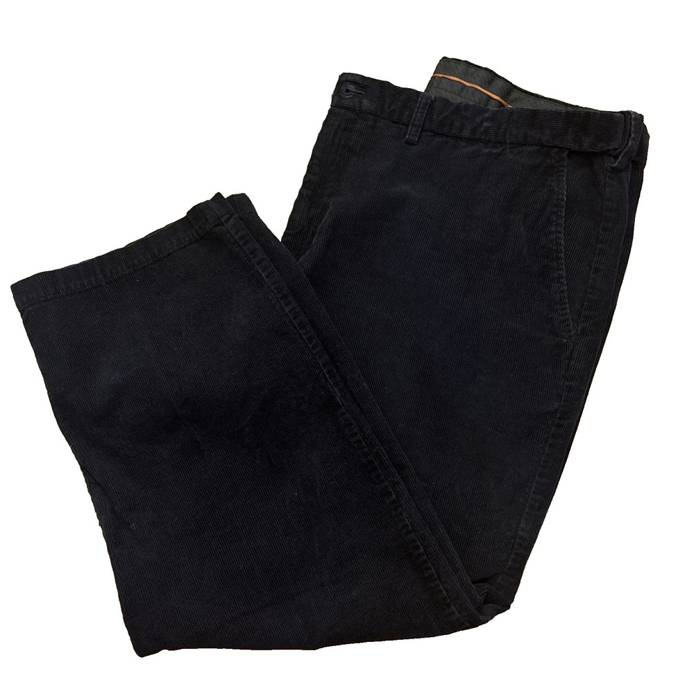 Haggar Pants Mens 44 X‎ 29 Classic Fit Stretch Corduroy Flat Front Navy Blue